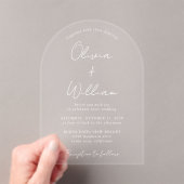 Chic White Script Arch Wedding Acryleinladungen (Insitu (Handheld))