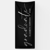 Chic White Script Black Abschluss Banner (Vertikal)
