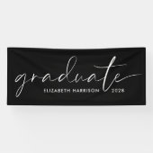 Chic White Script Black Abschluss Banner (Horizontal)