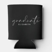 Chic White Script Black Abschluss Dosenkühler (Rückseite)