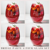 Chic White Script Brautparty Wedding Weinglas Ohne Stiel