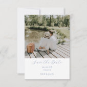 Chic White Script Couple Foto Save the Date Card (Vorderseite)