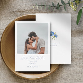 Chic White Script Couple Foto Save the Date Card