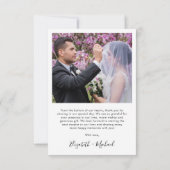 Chic White Script Foto Overlay Hochzeit Dankeskarte (Rückseite)