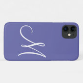 Chic White Script Initial Periwinkle Case-Mate iPhone Hülle (Rückseite (Horizontal))