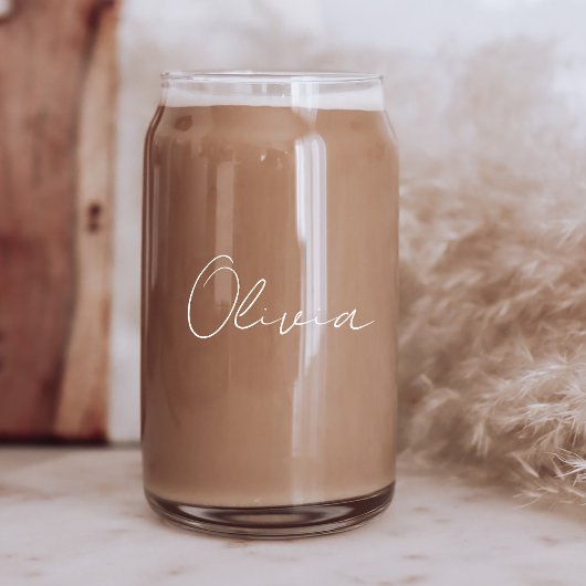 Chic White Script Monogram Junggeselinnen-Abschied Dosenglas