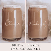 Chic White Script Monogram Junggeselinnen-Abschied Dosenglas