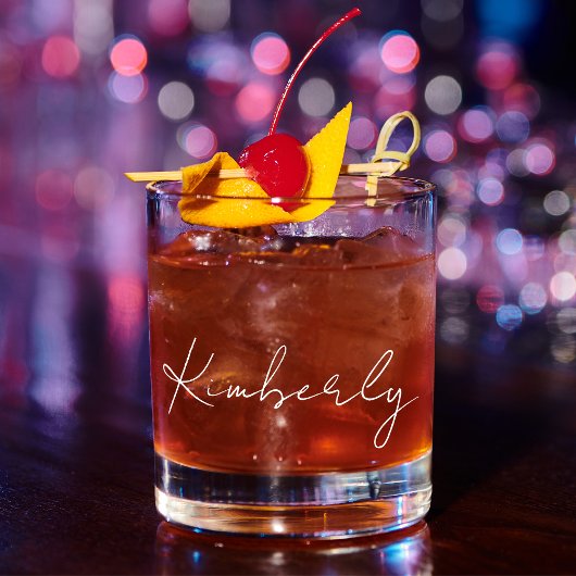 Chic White Script Monogram Junggeselinnen-Abschied Whiskyglas