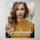 Chic White Script Overlay Graduate Foto Party Poster (Vorne)