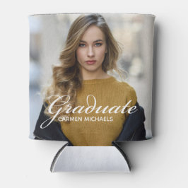 Chic White Script Overlay Graduate Photo Party Dosenkühler