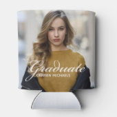 Chic White Script Overlay Graduate Photo Party Dosenkühler (Rückseite)