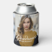 Chic White Script Overlay Graduate Photo Party Dosenkühler (Kanne Rückseite)