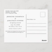 Chic White Script Verlobung Foto Save the Date Postkarte (Rückseite)