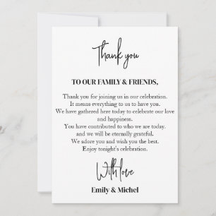 Chic White Sienna Hochzeitstisch Dankeskarte