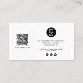 Chic White Signature Script QR Code Social Media Visitenkarte (Rückseite)