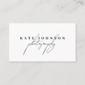 Chic White Signature Script QR Code Social Media Visitenkarte (Vorderseite)