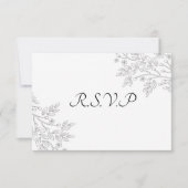 Chic White Silver Foil Floral RSVP Card Einladung (Vorderseite)