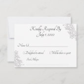 Chic White Silver Foil Floral RSVP Card Einladung (Rückseite)