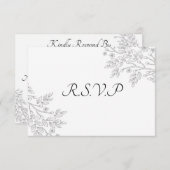 Chic White Silver Foil Floral RSVP Card Einladung (Vorne/Hinten)