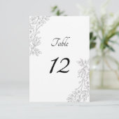 Chic White Silver Foil Floral Tischnummer Card (Stehend Vorderseite)