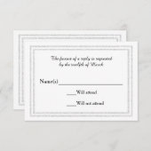 Chic White Silver Glittered Trim - RSVP Card (Vorne/Hinten)