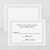Chic White Silver Glittered Trim - RSVP Card Karte (Vorne/Hinten)