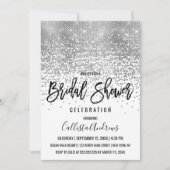 Chic White Silver Glitzer Confetti Brautparty Einladung (Vorderseite)
