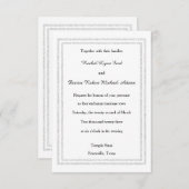 Chic White Silver Glitzer Trim-3x5Wedding Einladun Einladung (Vorne/Hinten)
