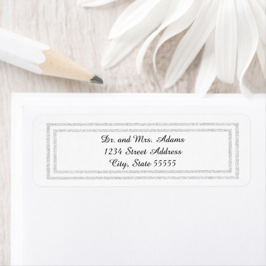 Chic White Silver Imitats Glitzer Trim - Adressena (Insitu)