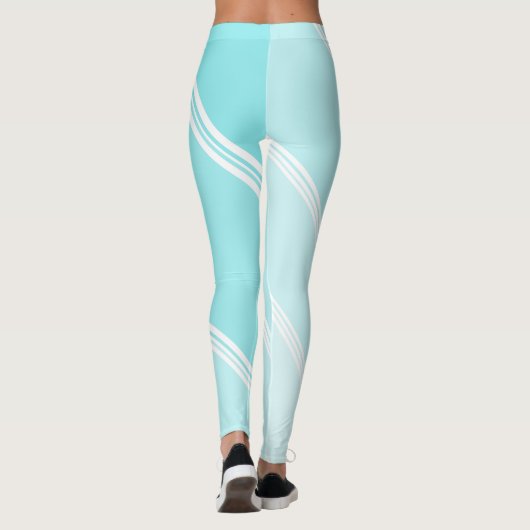 Chic White Snow unter Eggshell Blue Banded Print Leggings (Rückseite)