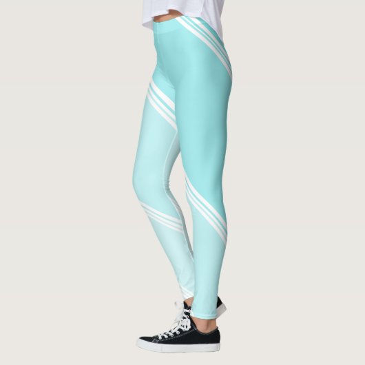 Chic White Snow unter Eggshell Blue Banded Print Leggings (Links)