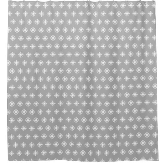 Chic White Snowflake Pattern Grau Weihnachten Duschvorhang (Vorderseite)