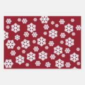Chic White Snowflakes Nordic Pattern auf Dunkelrot Geschenkpapier Set (Vorderseite)