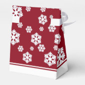 Chic White Snowflakes Nordic Pattern auf Dunkelrot Geschenkschachtel (Rückseite)