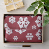 Chic White Snowflakes Nordic Pattern auf Dunkelrot Seidenpapier (Geschenk)