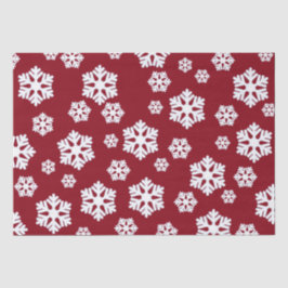 Chic White Snowflakes Nordic Pattern auf Dunkelrot Seidenpapier