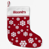 Chic White Snowflakes Nordic Pattern on Dark Red M Kleiner Weihnachtsstrumpf (Vorderseite)