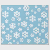 Chic White Snowflakes Nordic Pattern on Ice Blue Geschenkpapier (Flach)
