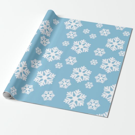 Chic White Snowflakes Nordic Pattern on Ice Blue Geschenkpapier (Ungerollt)