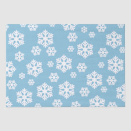 Chic White Snowflakes Nordic Pattern on Ice Blue Seidenpapier