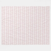 Chic White Soft Blush Pink Abstrakte Zickzack Kuns Fleecedecke (Vorderseite (Horizontal))