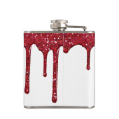 Chic White Sparkle Glitzer Tropfens Monogram Flachmann (Rückseite)