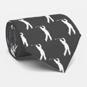 Chic White Sports Golfer Silhouette Neck Tie Krawatte (Gerollt)