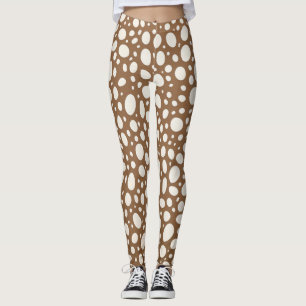 Chic White & Tan Polka Dot Stilvoll Leggings