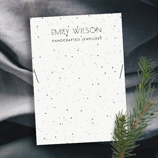 CHIC WHITE TERRAZZO TEXTURE NECKLACE DISPLAY LOGO VISITENKARTE