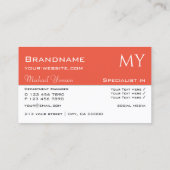 Chic White und Lachs mit Initials Beruflich Visitenkarte (Rückseite)