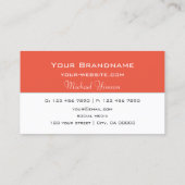 Chic White und Lachs mit Monogramm Beruflich Visitenkarte (Rückseite)