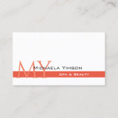 Chic White und Lachs mit Monogramm Beruflich Visitenkarte (Vorderseite)