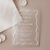 Chic White Wavy Frame Wedding Acryleinladungen
