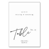 Chic White Wedding Escort Platzkarte mit dem Namen Tischnummer (Vorderseite)